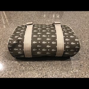 LaCoste Dark Nougat Alligator Print MED Boston Bag